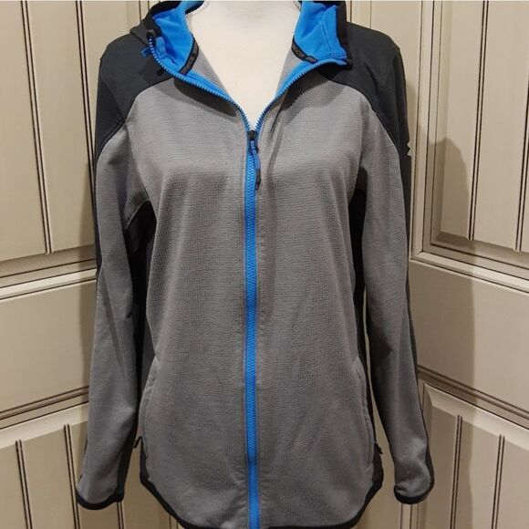 Under Armour Cold Gear Reactor Size Medium Zip Up Jacket Gray Blue - Picture 1 of 12